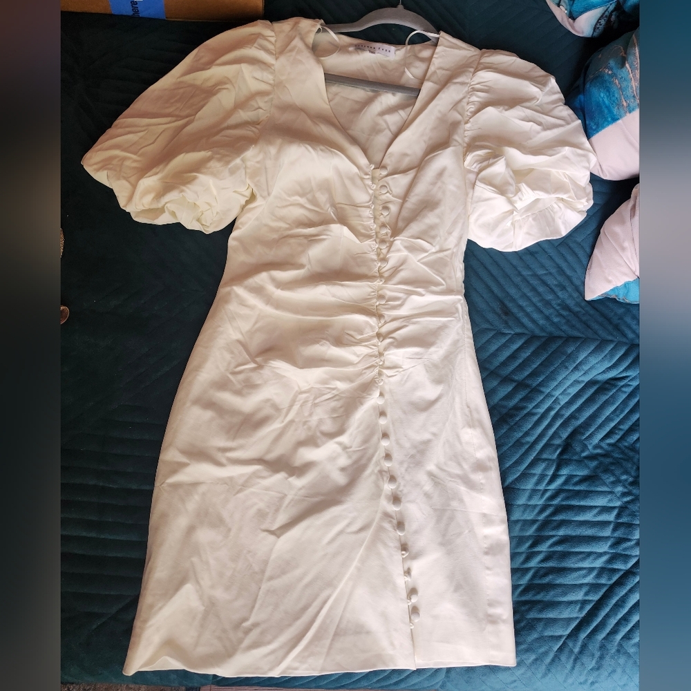 Endless Rose White Dress with Puff Sleeves